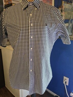 Ralph Lauren Black and White Gingham Button-Down Shirt